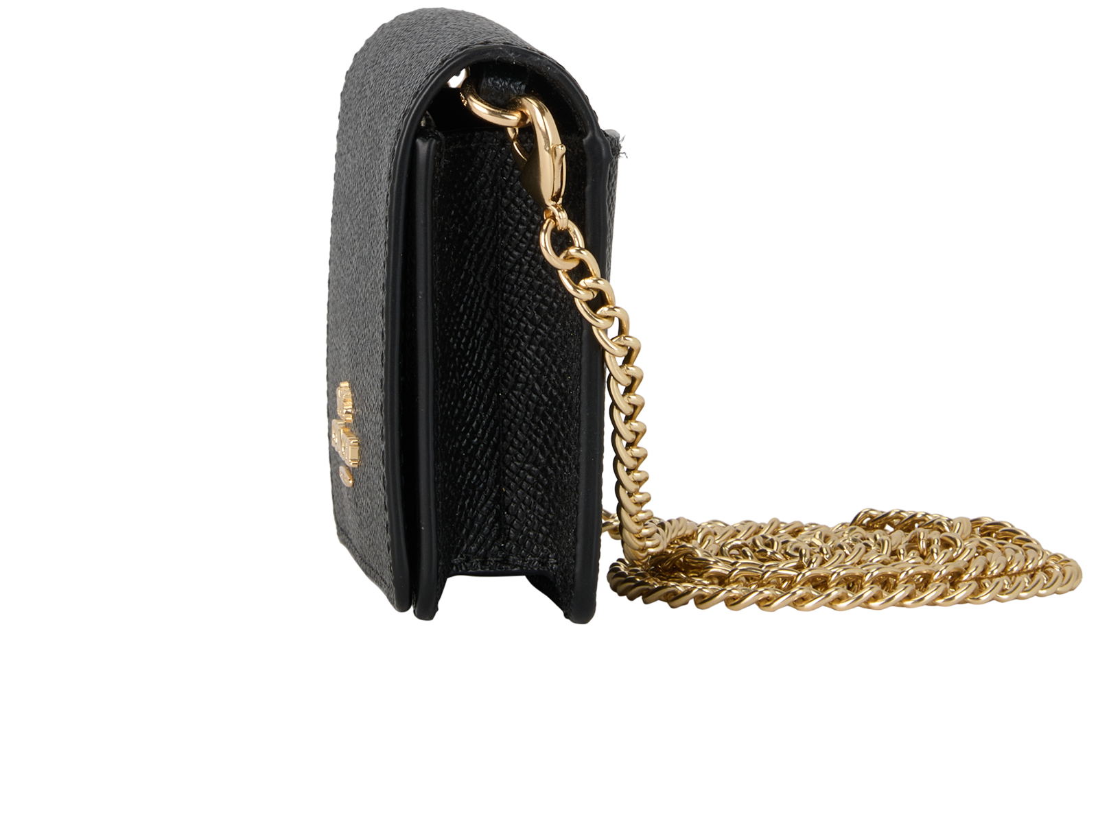 Mini Wallet On Chain, &pound;60, Handbags, Black, Leather, Bottom view